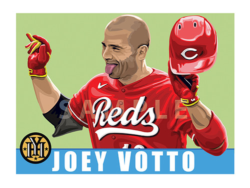 Digital Illustration of all-time fan favorite Joey Votto in the ’49 Leaf format.
