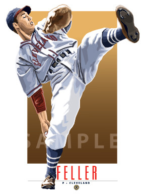 Illustration of one of baseball's  All-Time Greats and Hall of Famer Bob Feller.