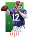 Illustration of one of football's  All-Time Greats and Hall of Famer Jim Kelly.