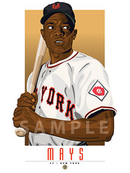 Illustration of one of baseball's  All-Time Greats and Hall of Famer Willie Mays.