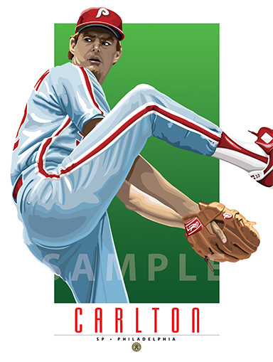  Illustration of one of baseball's  All-Time Greats and all-time fan favorite Steve Carlton.