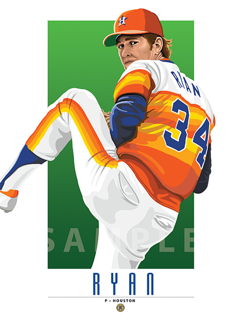 Illustration of one of baseball's  All-Time Greats and Hall of Famer Nolan Ryan.
