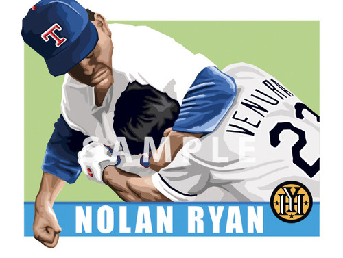 Digital Illustration of one of baseball's All-Time fights between Nolan Ryan and Robin Ventura on August 4, 1993. Art is done in the '49 Leaf style.