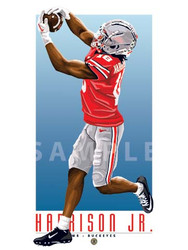 Illustration of one of college football's most exciting new stars, Ohio State's Marvin Harrison, Jr.