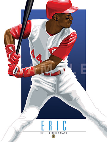 Hit a homer with your home decor!

Our Eric Davis (of the Cincinnati Reds) illustration is the perfect way to show off your love of our great American pastime. This design comes in a standard 12” x 16” size that is easy to frame for your man cave, office, or wherever else you might need show off your love for the sport.

Each print comes to you in mint condition, professionally printed on a heavyweight cover stock paper that is perfect for autographs. 

This print is a great gift idea for Christmas, Father's Day, Mother's Day, Valentine's Day, Birthday or Anniversary!

HIGHLIGHTS:
- Player: Eric Davis
- Team: Cincinnati Reds
- Sport: Baseball
- Great For Autographs