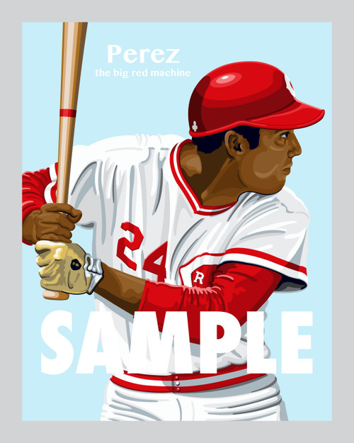 Hit a homer with your home decor!

Our Tony Pere4z illustration is the perfect way to show off your love of our great American pastime. This design comes in a standard 12” x 16” size that is easy to frame for your man cave, office, or wherever else you might need to show off your love for the sport.

Each print comes to you in mint condition, professionally printed on a heavyweight cover stock paper that is perfect for autographs. 

This print is a great gift idea for Christmas, Father's Day, Mother's Day, Valentine's Day, Birthday or Anniversary!

HIGHLIGHTS:
- Player: Tony Perez
- Team: Cincinnati Reds
- Sport: Baseball
- Great For Autographs