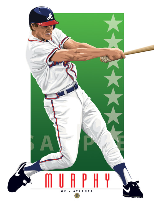 Hit a homer with your home decor!

Our Dale Murphy illustration is the perfect way to show off your love of our great American pastime. This design comes in a standard 12” x 16” size that is easy to frame for your man cave, office, or wherever else you might need to show off your love for the sport.

Each print comes to you in mint condition, professionally printed on a heavyweight cover stock paper that is perfect for autographs. 

This print is a great gift idea for Christmas, Father's Day, Mother's Day, Valentine's Day, Birthday or Anniversary!

HIGHLIGHTS:
- Player: Dale Murphy
- Team: Atlanta Braves
- Sport: Baseball
- Great For Autographs