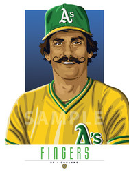 Hit a homer with your home decor!

Our Rollie FGingers of the Oakland A's  illustration is the perfect way to show off your love of our great American pastime. This design comes in a standard 12” x 16” size that is easy to frame for your man cave, office, or wherever else you might need to show off your love for the sport.

Each print is in mint condition and professionally printed on heavyweight cover stock paper, perfect for autographs. 

This print is a great gift idea for Christmas, Father's Day, Mother's Day, Valentine's Day, Birthday, Anniversary, or any occasion!

HIGHLIGHTS:
- Player: Rollie Fingers
- Team: Oakland A's
- Sport: Baseball
- Great For Autographs