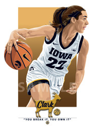 Illustration of one of women's basketball's most exciting new stars and fan favorite, the electrifying Caitlyn Clark the Goat!

Each print is in mint condition and professionally printed on heavyweight cover stock paper, perfect for autographs. 

This print is a great gift idea for Christmas, Father's Day, Mother's Day, Valentine's Day, Birthday, Anniversary, or any occasion!