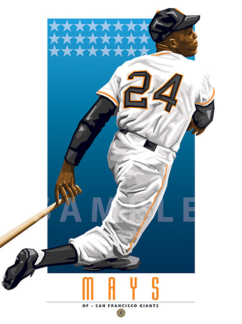 Illustration of one of baseball's  All-Time Greats and Fan Favorite Willie Mays of the San Francisco Giants.