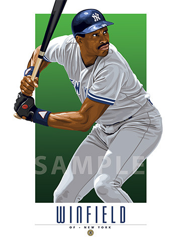 Illustration of one of baseball's  All-Time Greats and Fan Favorite Dave Winfield of the New York Yankees.