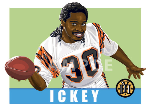 Illustration of one of football's  Fan Favorite Ickey Woods of the Cincinnati Bengals.