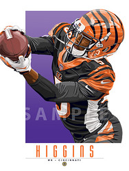 Illustration of one of football’s most exciting stars, and fan favorite, the electrifying Tee Higgins of the Cincinnati Bengals!
