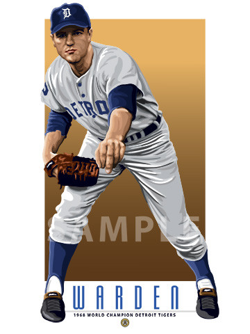 Illustration of one of baseball's Fan Favorite Jon Warden of the 1968 World Champion Detroit Tigers.