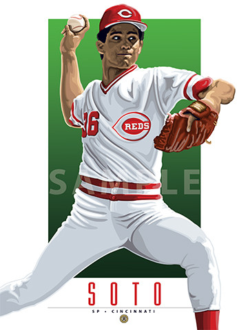 Illustration of one of Cincinnati Reds'  All-Time Greats and Fan Favorite Mario Soto.
