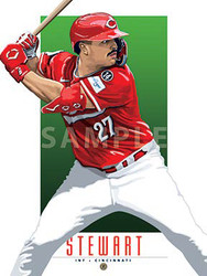 Illustration of one of baseball’s most exciting new stars, Cincinnati Reds' rookie sensation and fan favorite, Sal Stewart!