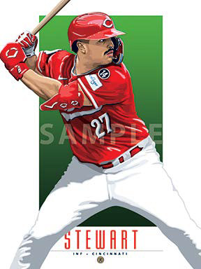 Illustration of one of baseball’s most exciting new stars, Cincinnati Reds' rookie sensation and fan favorite, Sal Stewart!