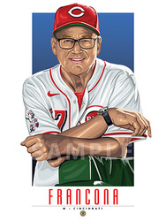 Illustration of one of baseball's  All-Time Great Managers and Fan Favorite Cincinnati Reds' Tino Francona..