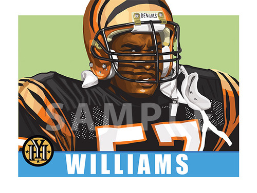 Illustration of one of Cincinnati Bengals'  All-Time Greats and Fan Favorite Reggie Williams.