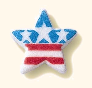 Stars Cake Decorations<br>Stars with Stripes<br>8 Edible Hard<br>Sugar Decorations