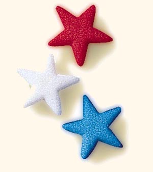 Patriotic Cake Decorations<br>Red-White-Blue<br>12 Star Edible Hard<br>Sugar Decorations7/8 in