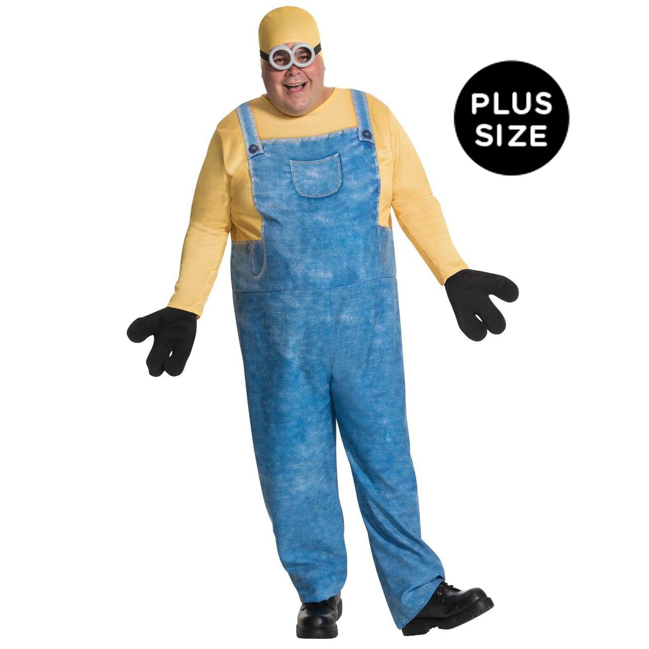 MENS MINION Plus Size YELLOW Costume FULL SUIT Hat Goggles ONE GLOVE See  Pics!!!