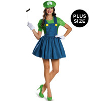 Super Mario: Luigi w/Skirt Adult Costume Plus
