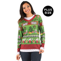 Ladies Ugly Christmas Plus Sweater with Cats