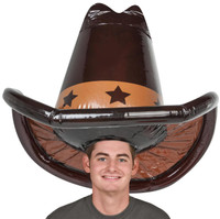 Adult Fancy Dress Accessory Brown Widman Inflatable Cowboy Hat
