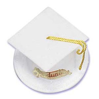 White Graduation Hat Cake Topper