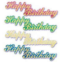 Large Happy Birthday Script Jewel +AC0- 4 Assorted Colors