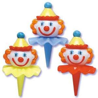3D Clown Head Cupcake Picks - Assorted Styles