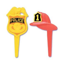 Officer Badges Cupcake Picks - Policeman & Fireman
