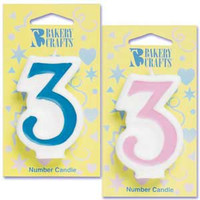 Blue Number 3 Candle