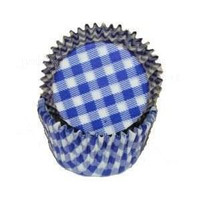 Standard Size Blue Gingham Baking Cups