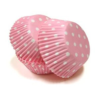 MINI Size Pink with White Polka Dot Baking Cups