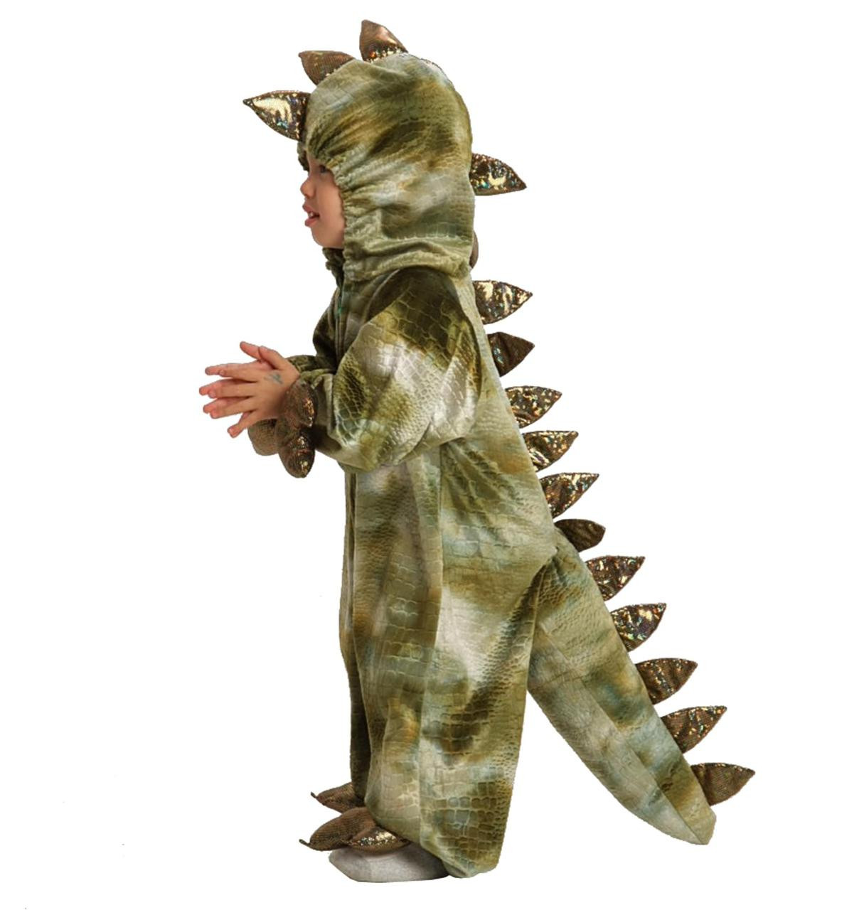 Fun World Costume Neonato Piccolo T-Rex - 6/12 Mesi - Morbida Tutina Verde Con Coda E Cappuccio A Testa Di Dinosauro