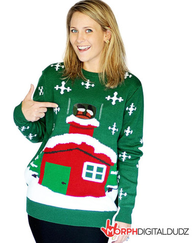 Stuck Santa Christmas Adult Sweater - ThePartyWorks