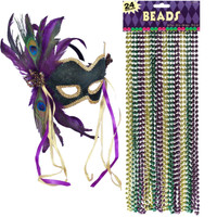Mardi Gras Mask & Beads Accessory Bundle