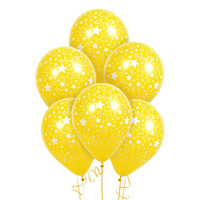 Yellow with Large White Stars Matte Balloon