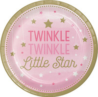 Twinkle Twinkle Little Star Pink 9" Dinner Plates (8)