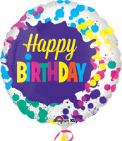 Happy Birthday Splatters Foil Balloon