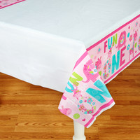 Fun at One Girl Plastic Tablecover
