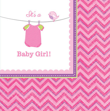 Baby Shower Girl Shower With Love Beverage Napkins (16) - ThePartyWorks