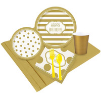 Gold and White Birthday Party Pack for 24