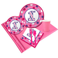 1st Birthday Girl Sweet Stripes Party Pack for 24