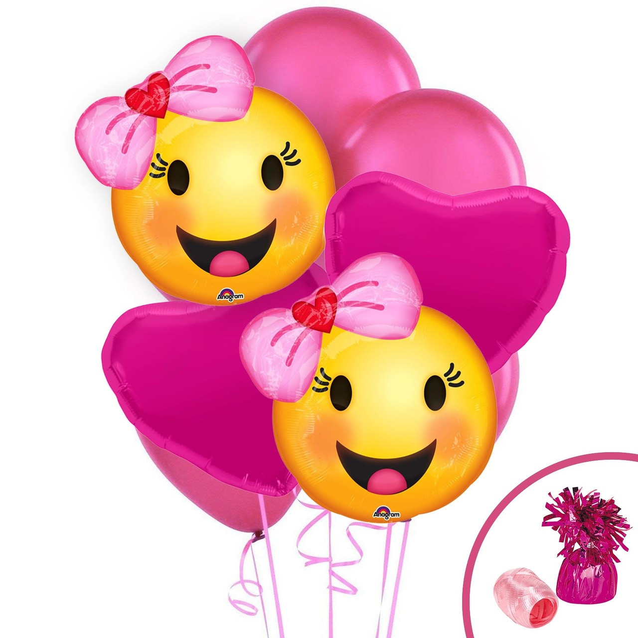 Emoji Pink Balloon Bouquet ThePartyWorks