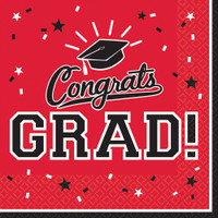 Graduation Lunch Napkins Red (36 Count)
