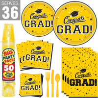 Congrats Grad Yellow Party Pack For 36
