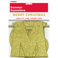Gold Glitter Merry Christmas Banner 9Ft